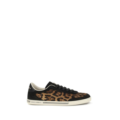 Dolce & Gabbana Multicolor Lamb Ovis Aries Aries Low Top Sneakers with leopard print and ruthenium trim, AW25 collection.