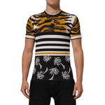 Dolce & Gabbana Multicolor Leopard Palm Leaf Men Crew Neck T-shirt on mannequin