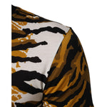 Close-up of Dolce & Gabbana Multicolor Leopard Palm Leaf Men Crew Neck T-shirt showing vibrant print detailing.