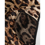 Dolce & Gabbana Multicolor Leopard Silk High Waist Girdle Underwear close-up image.