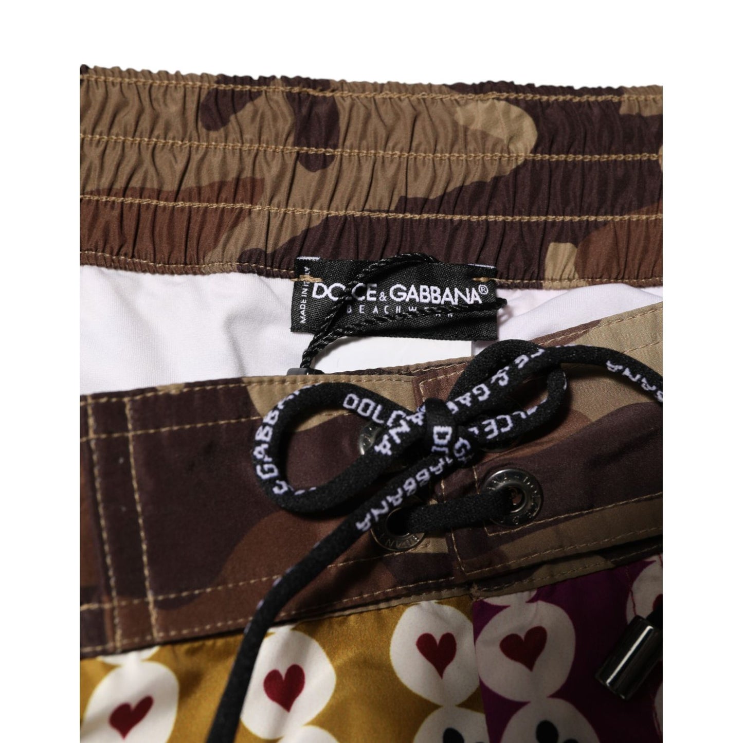 Dolce & Gabbana Multicolor Playing Card Camouflage Shorts Swimwear