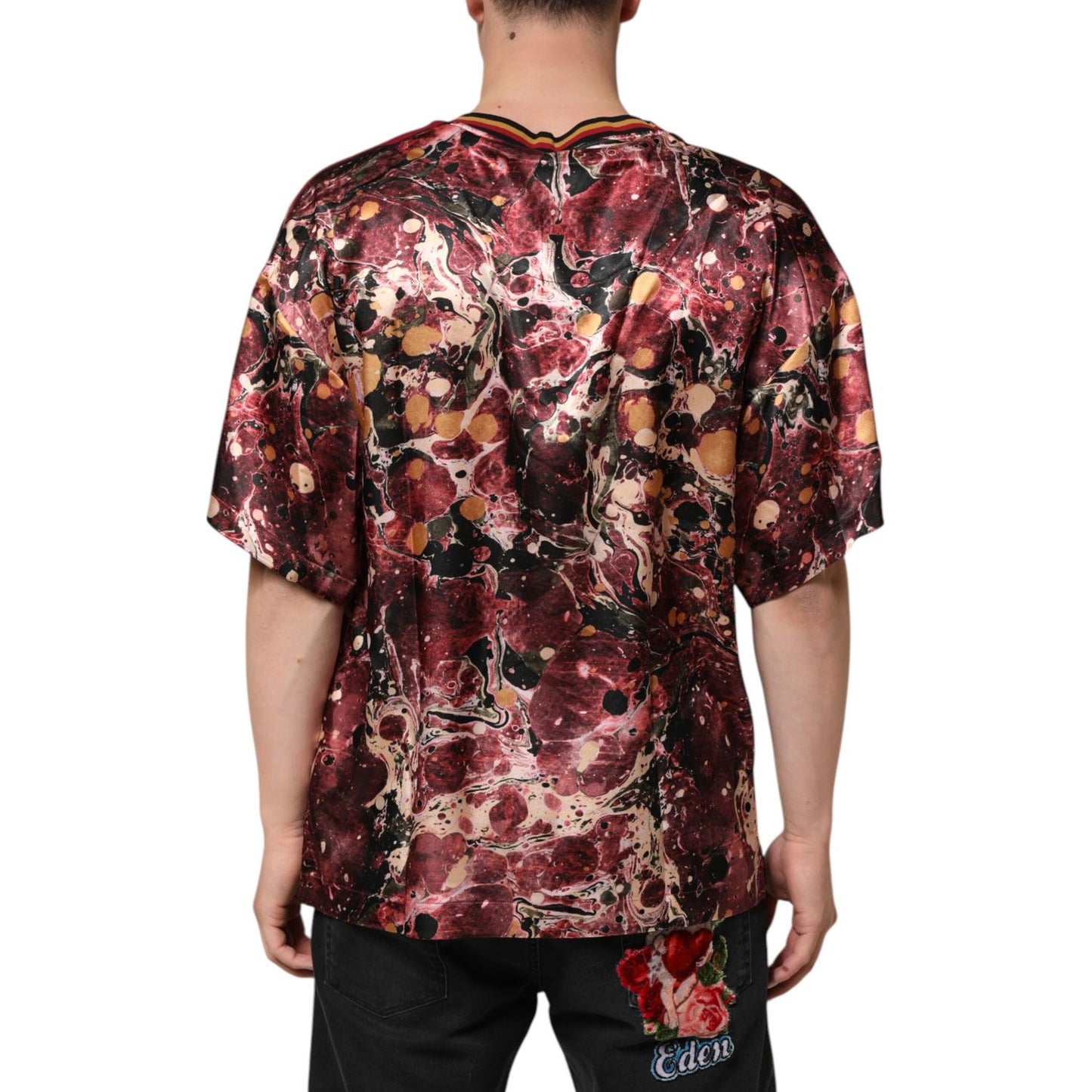 Dolce & Gabbana Multicolor Polyester Marble Print Oversize T-shirt