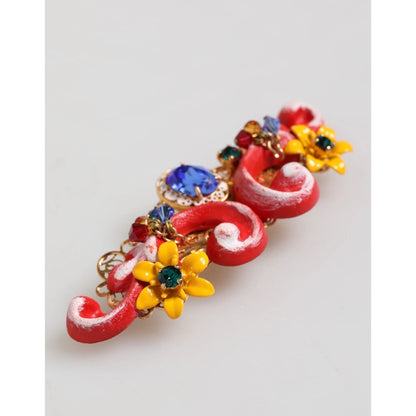 Dolce & Gabbana Multicolor Spring CARRETTO Gold Brass Crystal Hair Clip