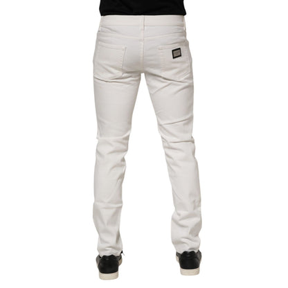 Dolce & Gabbana Off White Cotton Stretch Slim Fit Denim Jeans