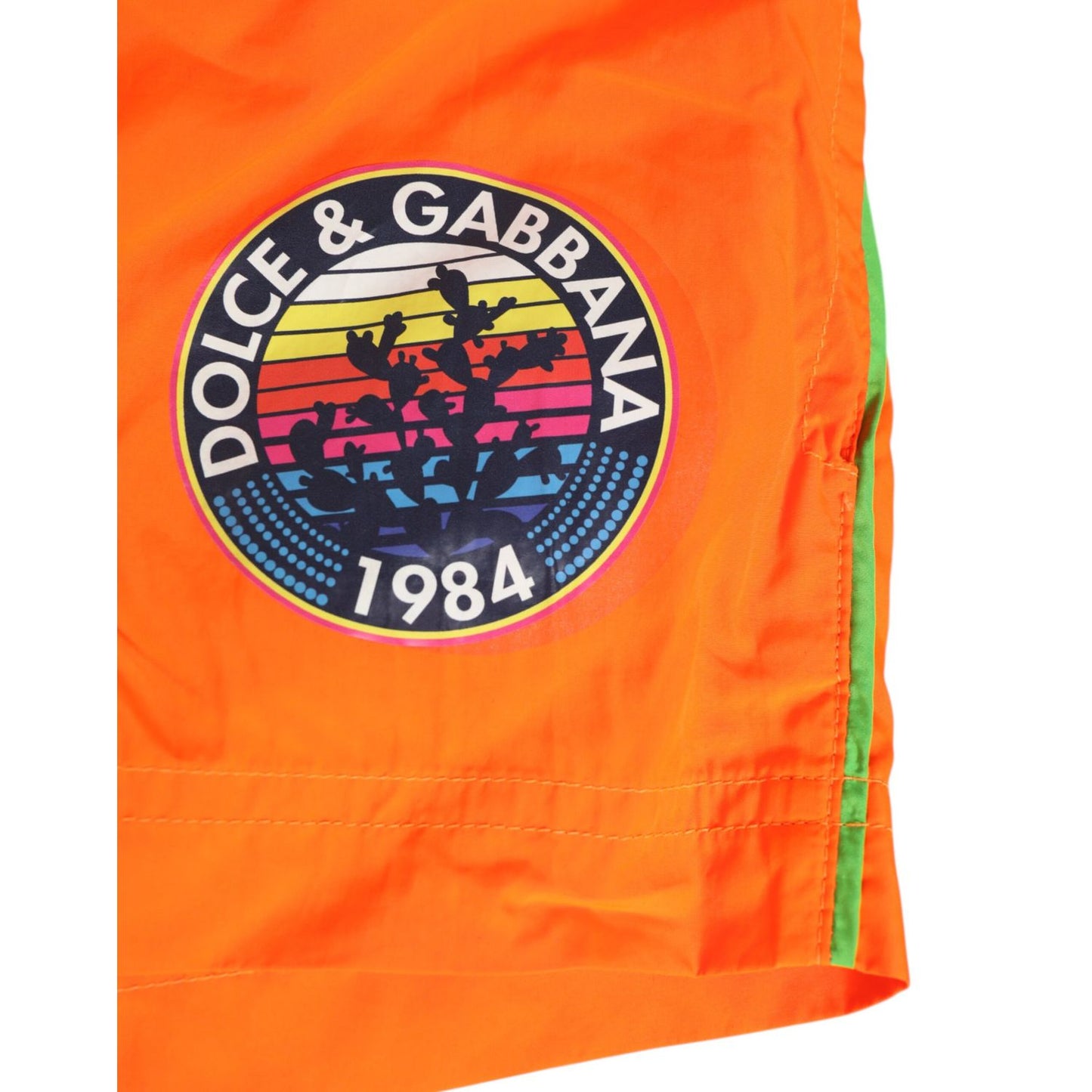 Dolce & Gabbana Orange Polyester Beachwear Men Shorts Swimwear with logo detail