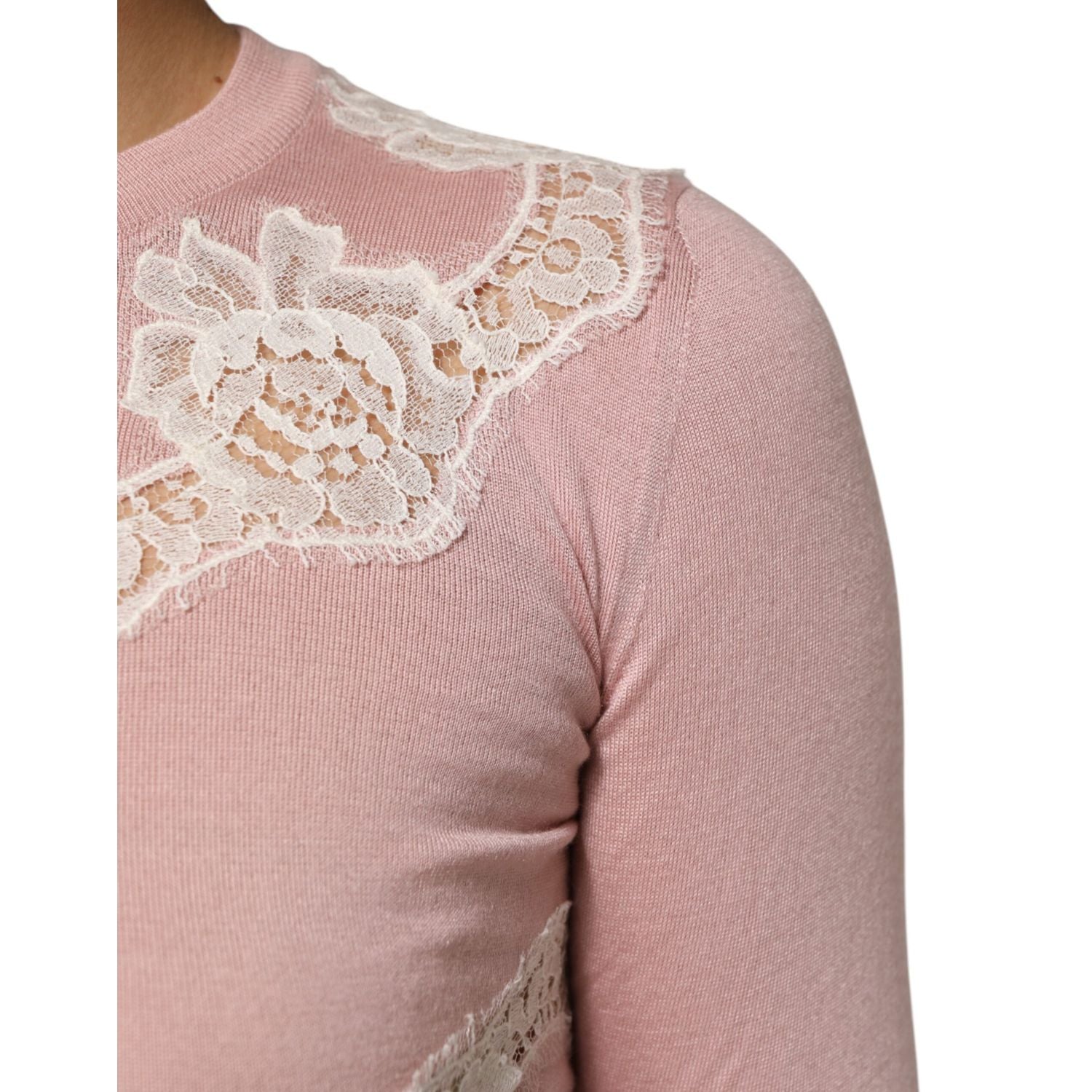 Dolce & Gabbana Pink Floral Lace Detailing Cardigan Sweater