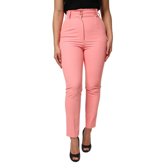 Dolce & Gabbana Pink High Waist Dress Tapered Trouser Pants for a chic, polished look