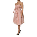 Dolce & Gabbana Pink Silk Chiffon A-line Pleated Midi Dress, luxury fashion, Italian craftsmanship, elegant women's clothing