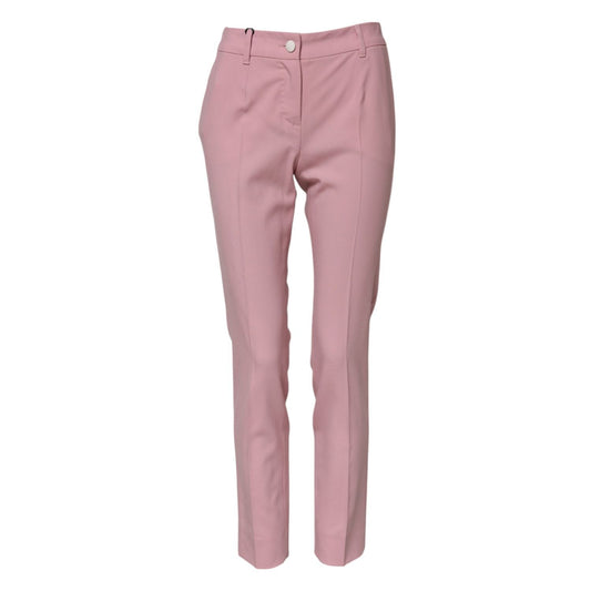 Dolce & Gabbana Pink Wool High Waist Tapered Pants