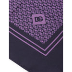 Dolce & Gabbana Purple Silk Pocket Square with geometric print and DG logo on silk twill fabric, size 32x32 cm, made in Italy.