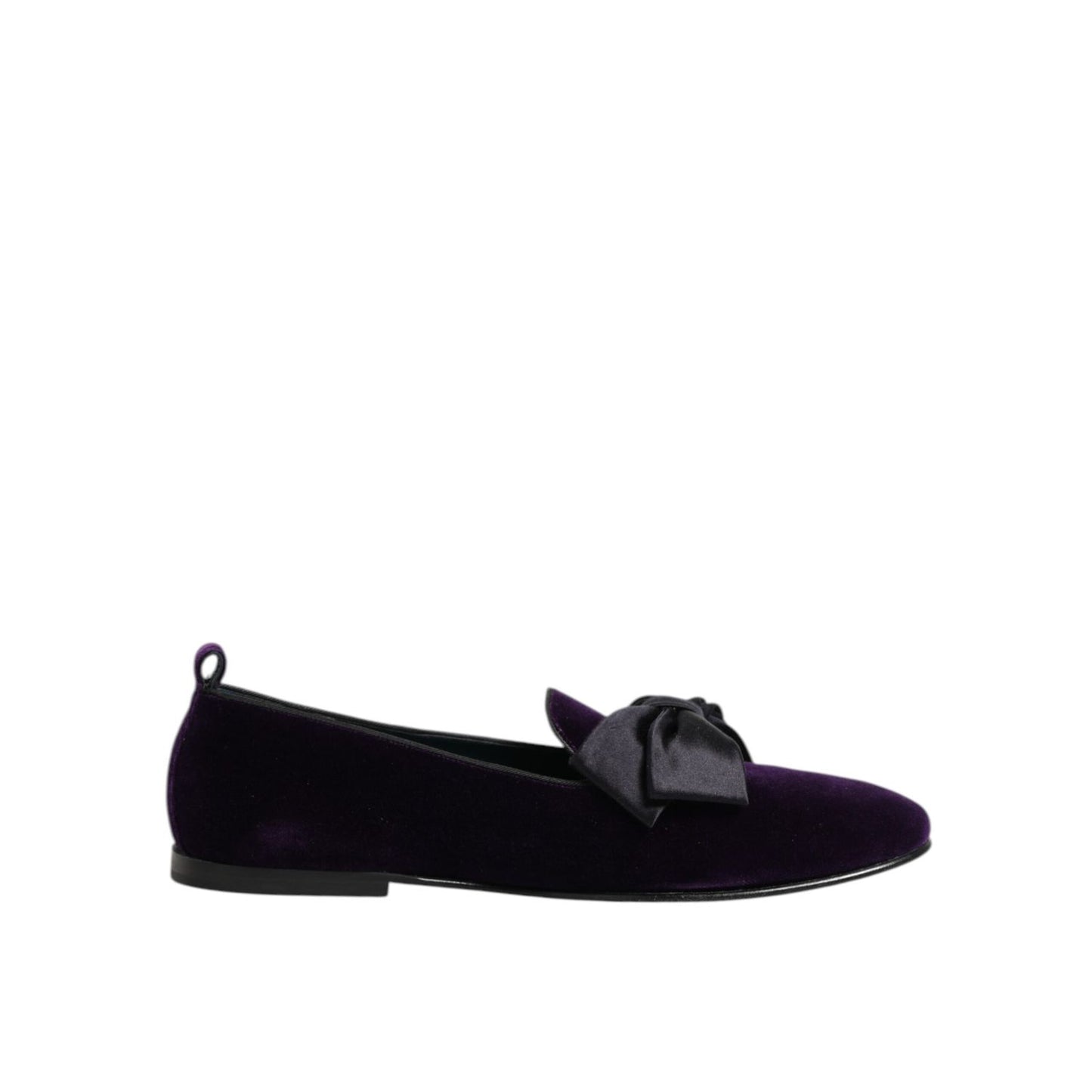 Dolce & Gabbana Purple Suede Cotton Bow Slip On Loafers Shoes
