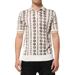 Dolce & Gabbana Silk Ivory Coin Print Logo Men Polo T-shirt