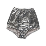 Dolce & Gabbana Silver Nylon Sequined Slip Girdle Panty Underwear shimmering silver high brief with sequins, logo details, Made in Italy.