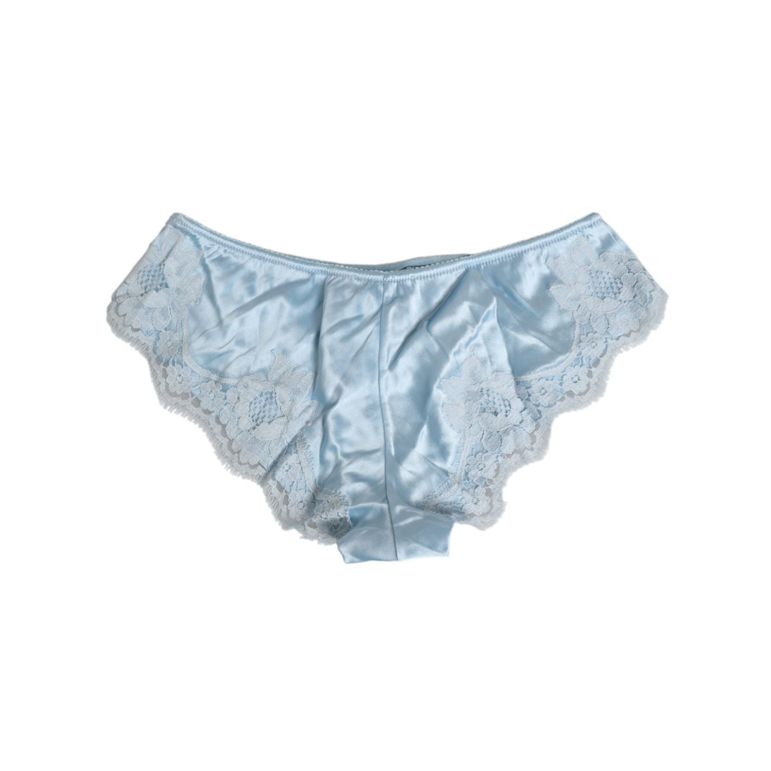 Dolce & Gabbana Sky Blue Silk Satin Lace Panty Brief Underwear