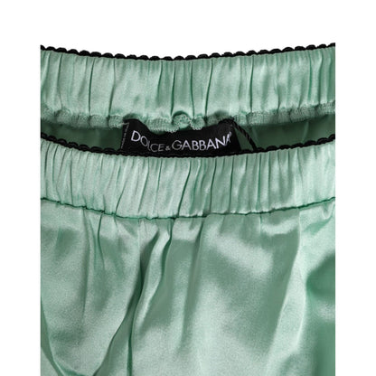 Dolce & Gabbana Water Green Satin Black Lace Trim Underwear