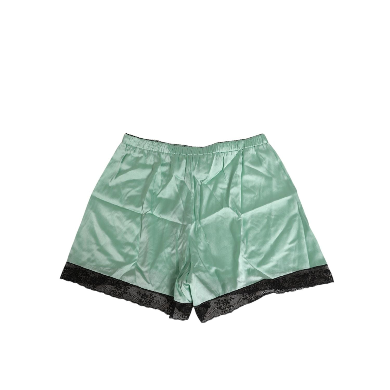 Dolce & Gabbana Water Green Satin Black Lace Trim Underwear