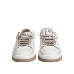 Dolce & Gabbana White Brown Leather Low Top Men Sneakers Shoes