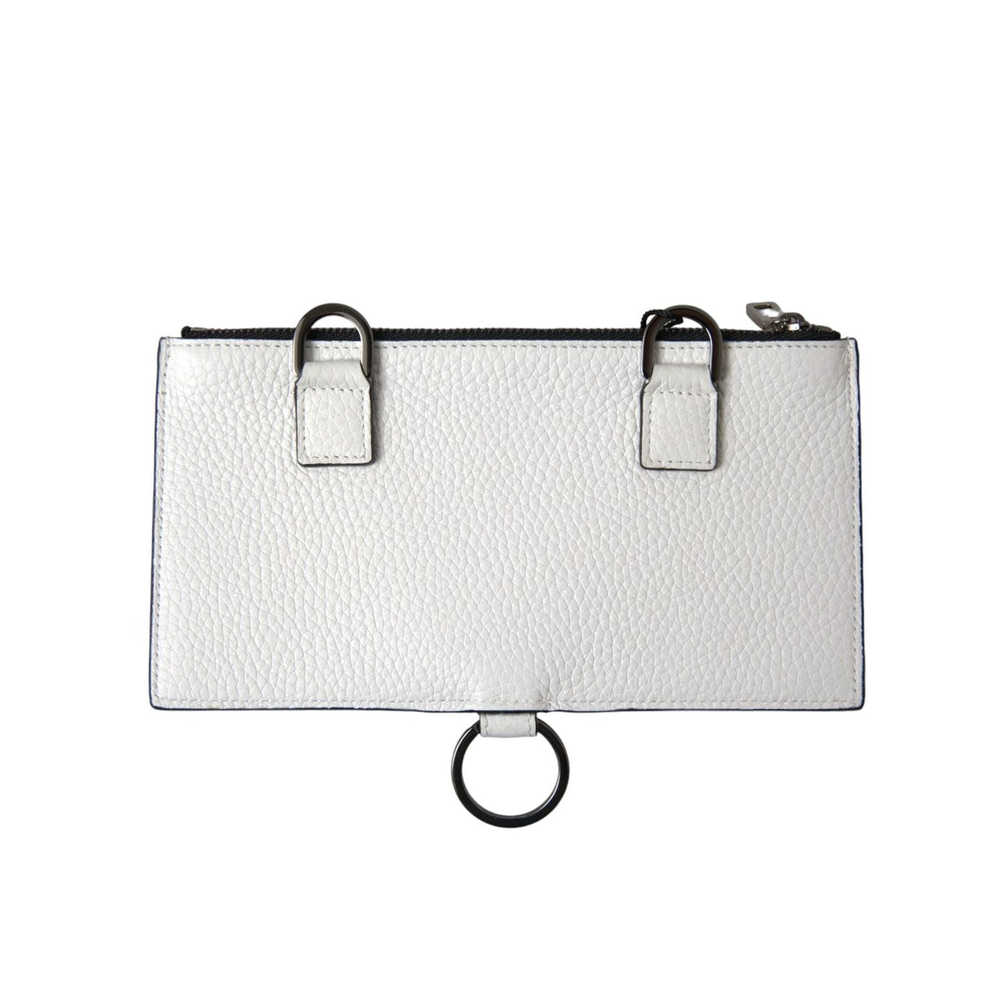 Dolce & Gabbana White Calfskin Leather Large Crossbody Card Holder Wallet