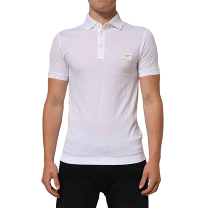 Dolce & Gabbana White Collared Short Sleeves Polo T-shirt