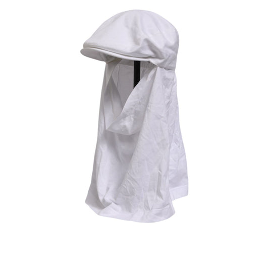 Dolce & Gabbana White Cotton DG Logo Plaque Baseball Balaclava Hat featuring sporty style and bold design.