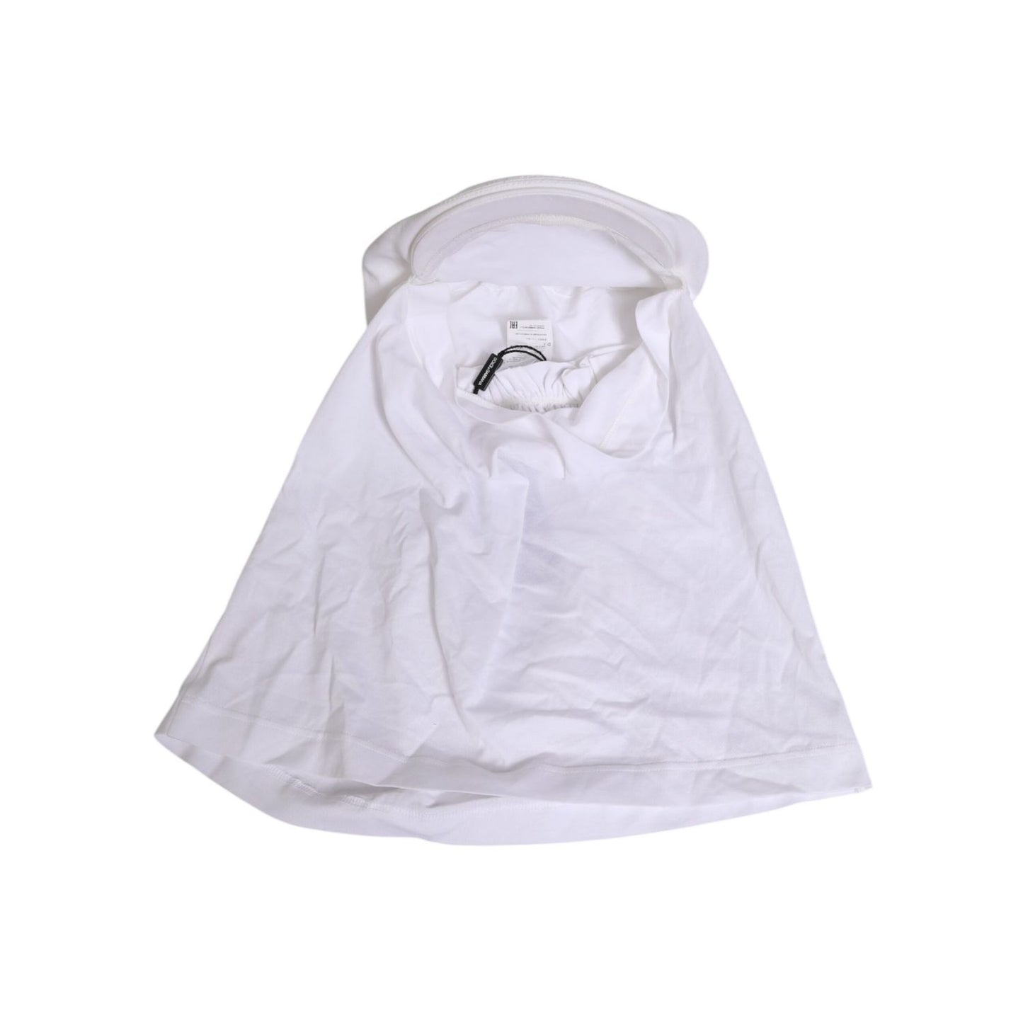 Dolce & Gabbana White Cotton DG Logo Plaque Baseball Balaclava Hat with sporty streetwear design.