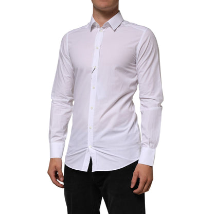Dolce & Gabbana White Cotton GOLD Formal Men Longsleeves Shirt