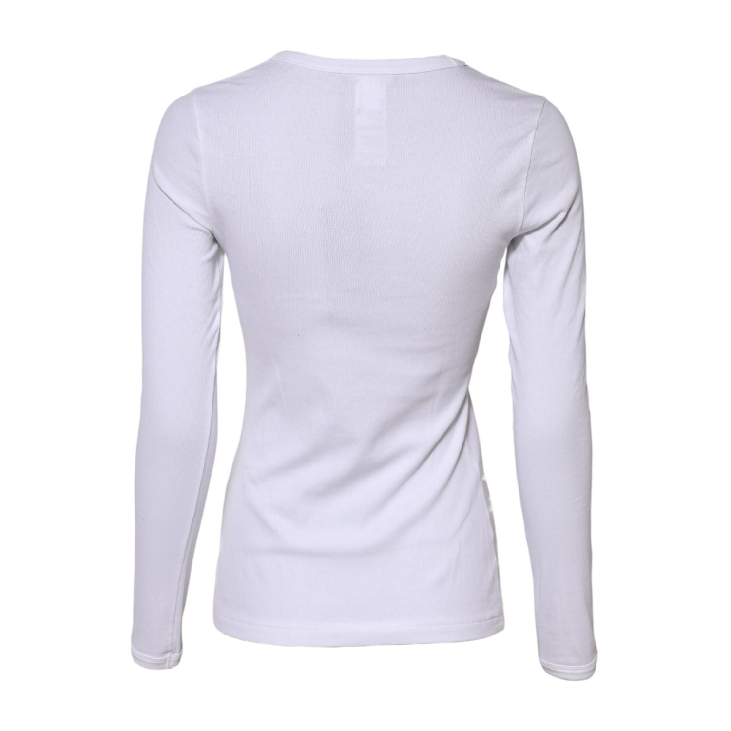 Dolce & Gabbana White Cotton Knit Round Neck Long Sleeves T-shirt