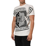 Dolce & Gabbana White Cotton Logo Bandana Print Men T-shirt with bold black pattern and crew neck, perfect for casual style.