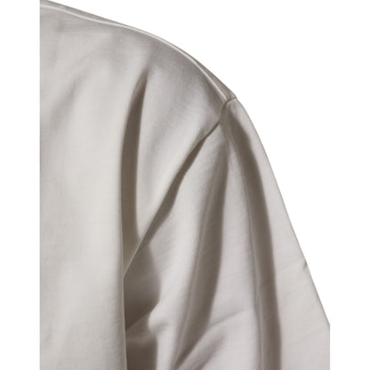 Dolce & Gabbana White Cotton Logo Print Crew Neck Men T-shirt