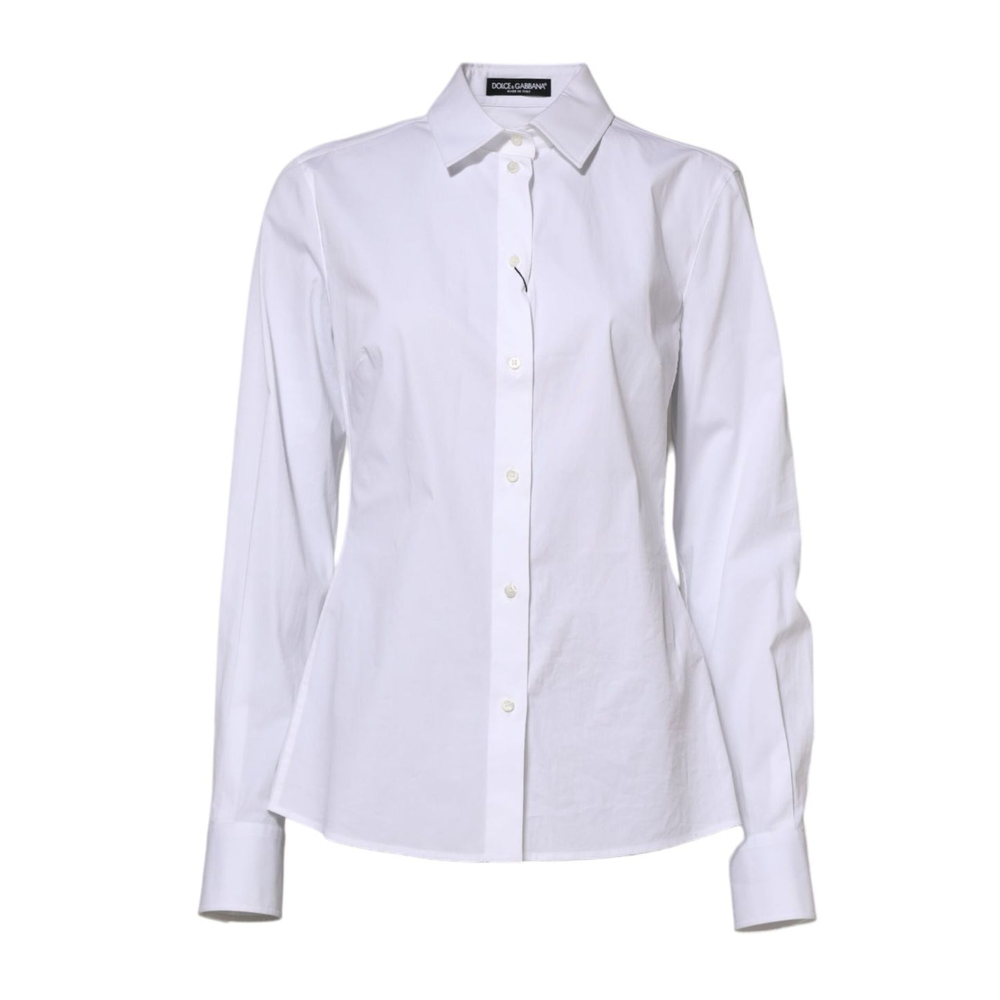 Dolce & Gabbana White Cotton Long Sleeves Collared Shirt Top