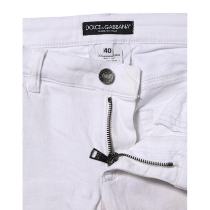 Dolce & Gabbana White Cotton Low Waist Skinny Denim Jeans