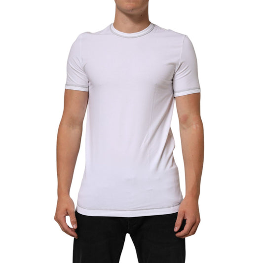 Dolce & Gabbana White Cotton Round Neck Men Underwear T-shirt short sleeve model image.