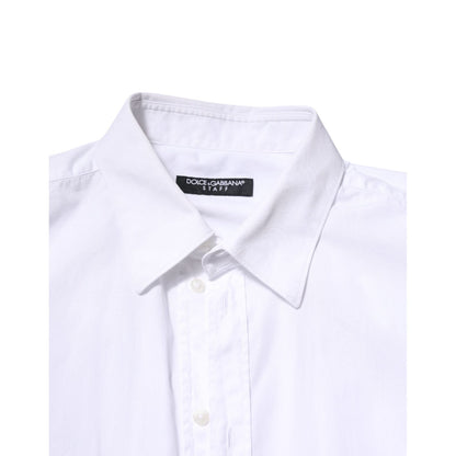 Dolce & Gabbana White Cotton STAFF Long Sleeves Forma Shirt