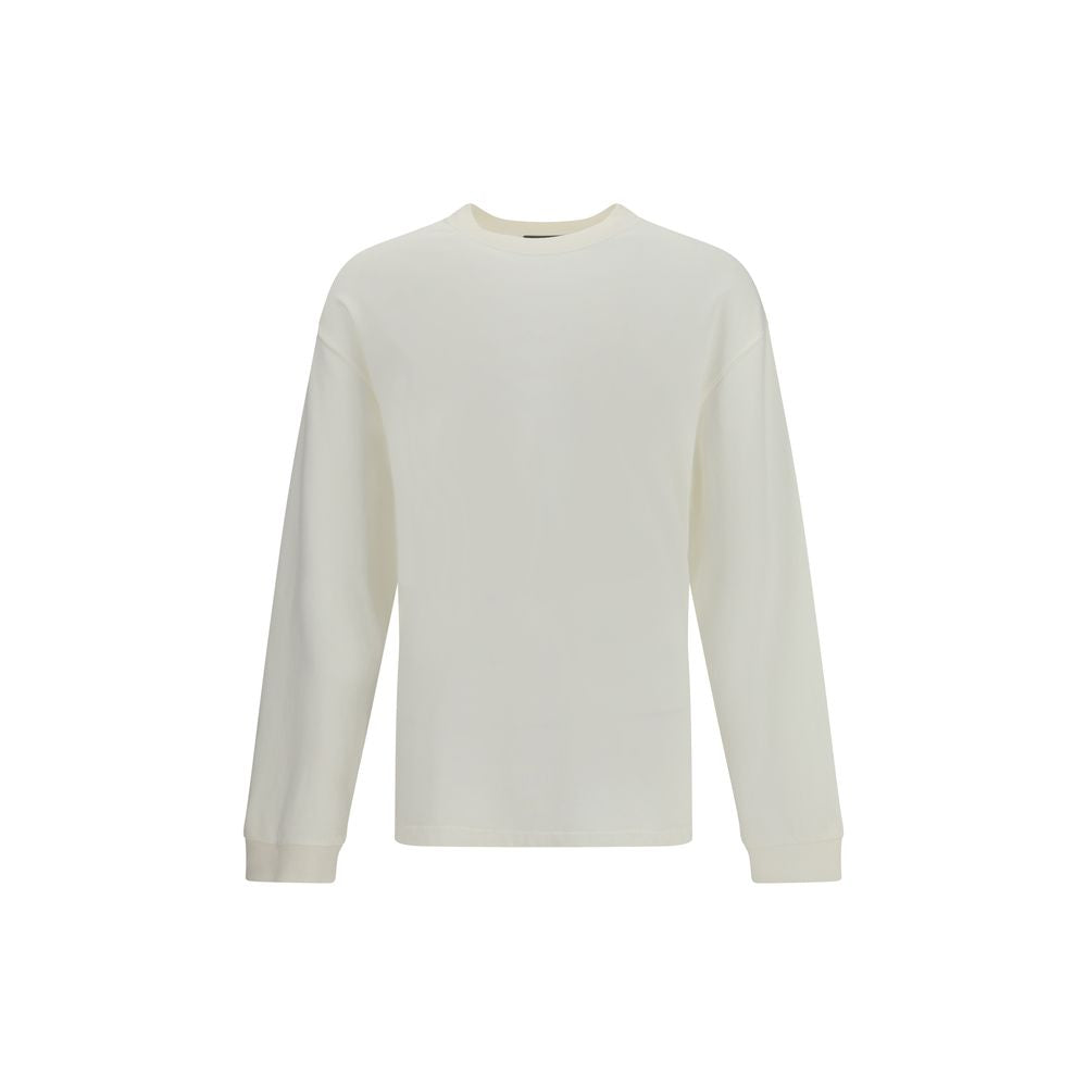 Dolce & Gabbana White Cotton Sweatshirt, long-sleeve crew neck with ribbed detailing, elegant and versatile, 100% cotton.