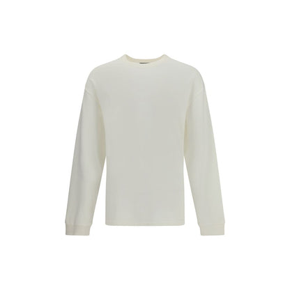 Dolce & Gabbana White Cotton Sweatshirt, long-sleeve crew neck with ribbed detailing, elegant and versatile, 100% cotton.