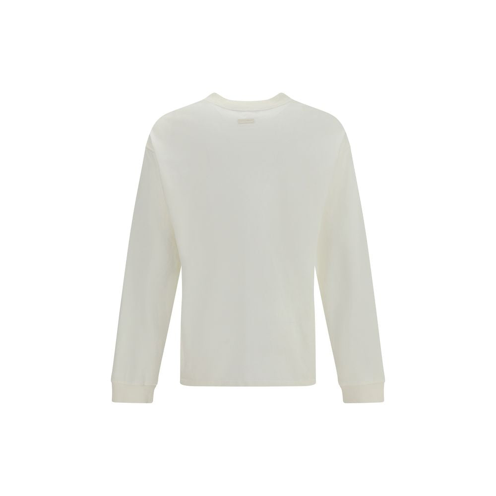 Dolce & Gabbana White Cotton Sweatshirt, long-sleeve crew neck with ribbed detailing, elegant compact knit for versatile looks.
