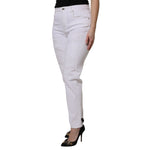 Dolce & Gabbana White Cotton Tattered BOYFRIEND Denim Jeans, relaxed fit, straight leg, zipper closure; chic off-duty style.