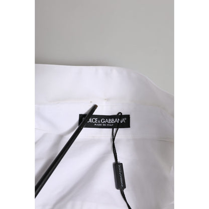 Dolce & Gabbana White Crystal Embellished Dress Shirt Top with label and tag details.
