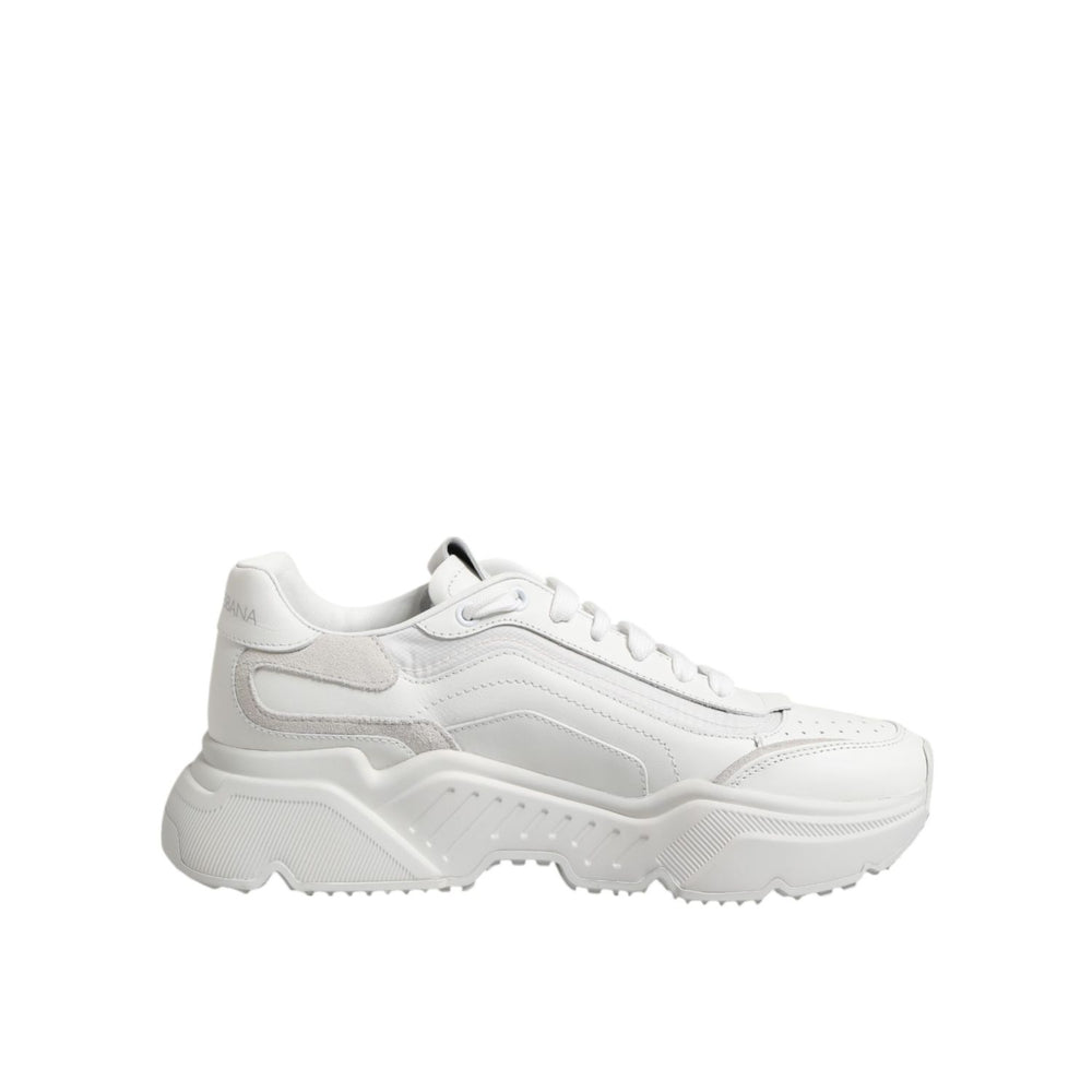 Dolce & Gabbana White Daymaster Low Top Men Sneakers Shoes featuring chunky sole and sporty design.