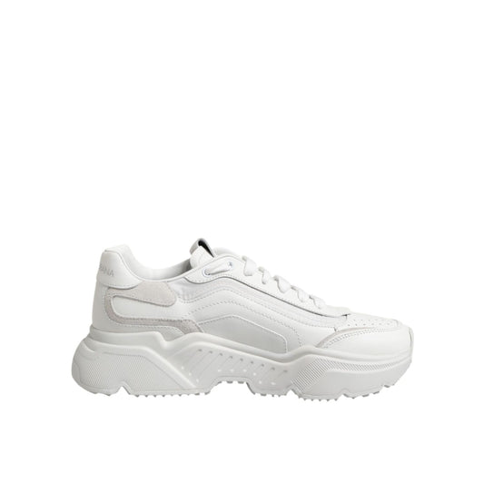 Dolce & Gabbana White Daymaster Low Top Men Sneakers Shoes featuring chunky sole and sporty design.