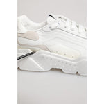 Close-up of Dolce & Gabbana White Daymaster Low Top Mens Sneakers Shoes with chunky rubber soles and premium materials.