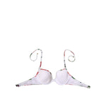 Dolce & Gabbana White Floral Print Halter Bikini Top Swimwear with adjustable ties and floral design on a white base.