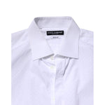 Dolce & Gabbana White GOLD Cotton Long Sleeves Formal Shirt