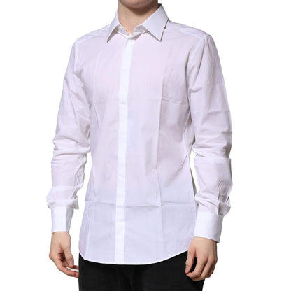 Dolce & Gabbana White GOLD Long Sleeves Men Dress Formal Shirt