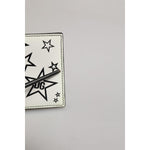 Dolce & Gabbana White Leather DG Star Logo Bifold Men Card Holder Wallet corner detail with stars and DG logo.