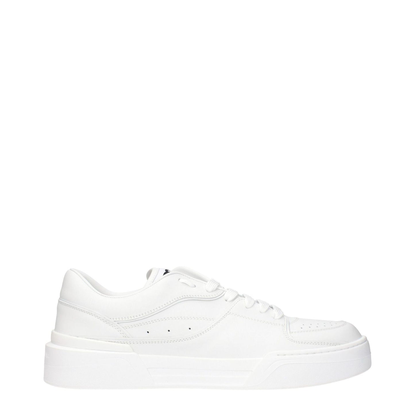 Dolce & Gabbana White Leather Low Top Sneakers with logos, side view. MPN: CS2036A106580001, Code: F83238.
