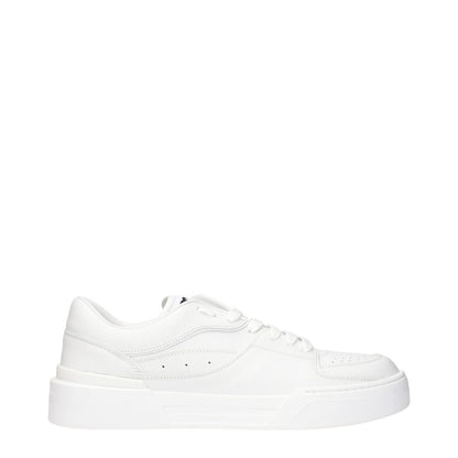 Dolce & Gabbana White Leather Low Top Sneakers with logos, side view. MPN: CS2036A106580001, Code: F83238.
