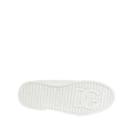 Sole view of Dolce & Gabbana White Logo Plaque Low Top Men Sneakers Shoes with DG logo on white rubber