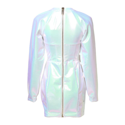 Dolce & Gabbana White Long Sleeves Bodycon Sheath Mini Dress