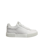 Dolce & Gabbana White Miami Leather Low Top Sneakers Men Shoes with logo detail.